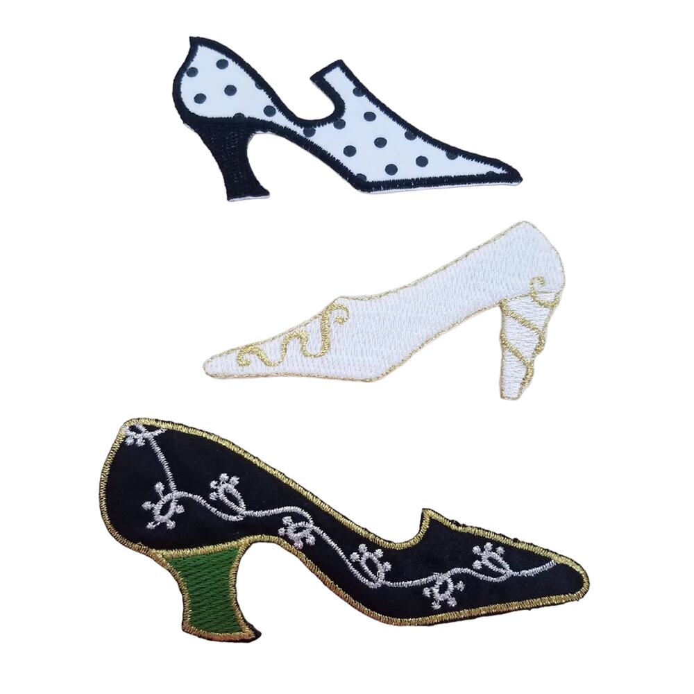 Vintage Patches Victorian Shoes Black White